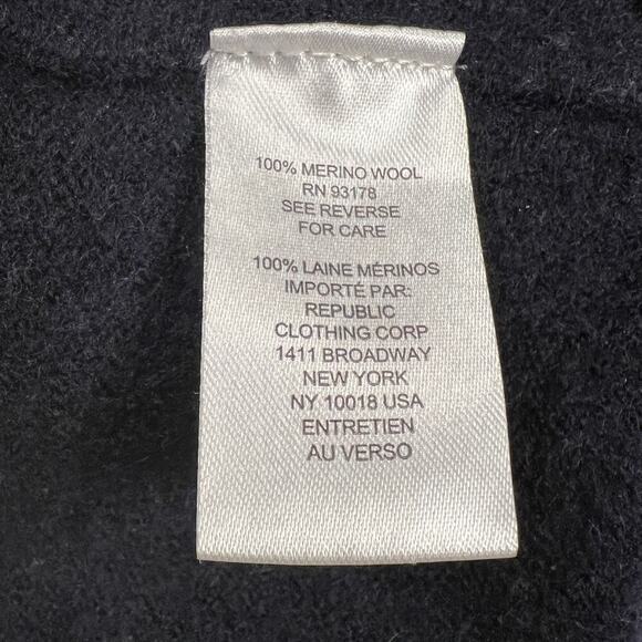 Elie Tahari 100% Merino Wool Short Sleeve Sweater Navy Blue Size L RUNS SMALL - Picture 5 of 11